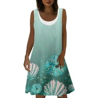 Ljetna modna ležerna Haljina Bez rukava s okruglim vratom s printom morskih životinja lažne dvodijelne haljine