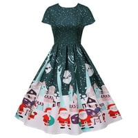 Ženske čajne haljine iz 1950-ih, Vintage rockabilli Rocking maturalna haljina s okruglim vratom s kratkim rukavima,