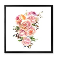 DesignArt 'Buket od ružičastih ruža cvijeća' tradicionalni uokvireni umjetnički tisak