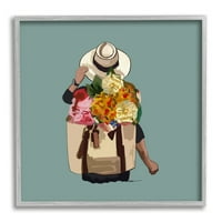 Stupell Industries Mješoviti cvjetni aranžman ruksak ljetni cvjetovi Grafička umjetnost siva uokvirena umjetnička