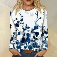 Umitay plus matične bluze za ženske modno modno ležerno tisak s dugim rukavima okrugli vrat pulover gornja bluza