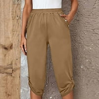 Ljetne hlače za žene ležerne lagane ženske trendove ležerne labave mekane čvrste boje Srednji struk tanke čipke