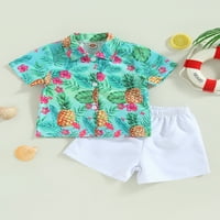 Toddler Baby Boy Ljetne odjeće, tropska gumba kratkih rukava dolje košulja + kratke hlače set