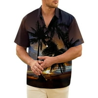 Havajska košulja za muškarce Gumb Down Show Short Shoave Big kokosova stabla ležerna nabora bez ljetnog uboda