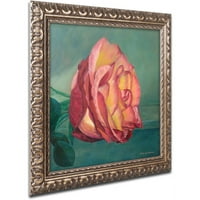 Zaštitni znak likovna umjetnost Ruža je ruža 2 platna umjetnost Lily van Bienen, zlatni ukrašeni okvir