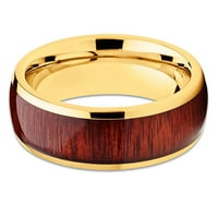 Koa drveni vjenčani prsten od titana, Jedinstveni Prsten od titana od titana, prsten od titana presvučen žutim