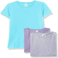 Jednobojne majice za djevojčice s kratkim rukavima, pamuk, pamuk, lavanda, akvamarin, vrijesak