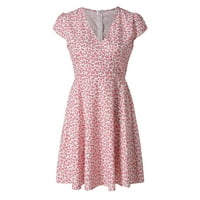 ljetne haljine za žene, mini haljina za žene s izrezom u obliku cvijeta u obliku cvijeta u obliku slova u, ružičasta