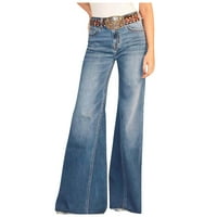 Modne ženske hlače visokog struka široke jednobojne Traper Hlače Napomena, kupite jednu ili dvije veličine veće