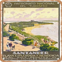 Metalni znak-Santander: prekrasna plaža i kraljevska rezidencija Vintage reklama-Vintage zahrđali izgled