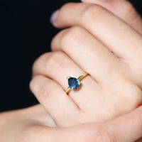 Londonski plavi topaz prsten za pasijans u obliku kruške, A. J. i Zlatni prsten, Londonski plavi topaz Ženski