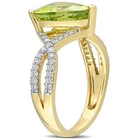 1- Carat T.G.W. Peridot i Carat T.W. Dijamant 14KT žuto zlato zaručnički prsten srca