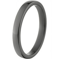 Ravni crni cirkonijev prsten s poliranim završetkom