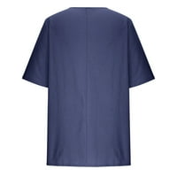 Ženske pamučne lanene majice s printom s kratkim rukavima, ležerna labava udobna ljetna bluza za izlazak