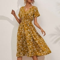 Rasprodaja haljina za žene, ženske ljetne Ležerne haljine s kratkim rukavima i dekolteom u obliku slova a, cvjetne