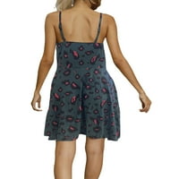 Ženska ljetna haljina U Stilu Sling, jednobojna haljina Bez rukava s izrezom u obliku slova U i cvjetnim uzorkom