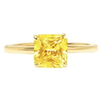 Zaručnički prsten od žutog zlata od 14 karata s imitacijom žutog dijamanta rezanog Assshera od 2,5 karata, veličine