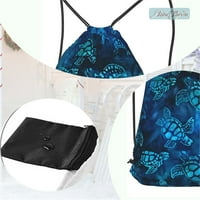 Akvarel plava morska kornjača ruksak s vezicom Torbica sportski ruksak za teretanu putna torba za plažu za muškarce