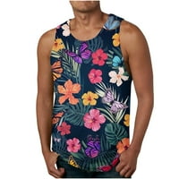 Trening Tenkovi za muškarce, Havajska majica Na Plaži, sportska majica s printom od 3 inča, Casual Top bez rukava