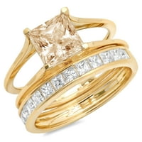 2. Princezin prirodni morganit rez od dijamanta od 18 karatnog žutog zlata s naglascima vjenčani set od 8,25