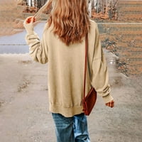 Jesenski džemperi za žene Preveliki džemperi za žene ležerne labave kapljice s okruglim vratom Rameni dugi rukav