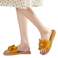 Boemske papuče za ženske cipele Čvrsta boja bisera Bowknot Ladies Ladies Flip Flops Open Flowers Flowers ljetne