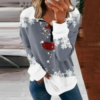 Ženske dukserice, modna prevelika bluza s božićnim printom, jesenska Moda Plus size, ležerni puloveri s okruglim