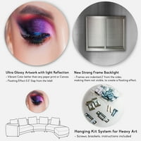 DesignArt 'Svijetla šminka očiju u luksuznoj plavoj i ružičastoj nijansi' Moderni krug metal zida - disk od 23