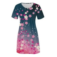 Ljetne haljine za žene Ženska ljetna majica s kratkim rukavima, ležerna modna haljina s cvjetnim printom