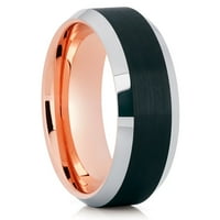 Prsten od volframa od ružičastog zlata, crni vjenčani prsten, prsten od volframovog karbida, crni vjenčani prsten,