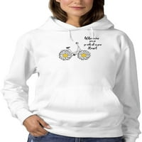 Kamo god idete Daisy Bicycle Hoodie Women -image by Shutterstock, žensko xx -veliko