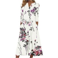 Zunfeo haljine za žene-V-izrez novog dolaska cvjetni elegantni s džepovima a-line haljina haljina za čišćenje