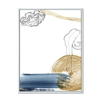 Zlatna morska školjka klasična plava sažetak uokvireno slikanje platna umjetnički tisak