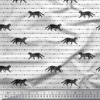 Crna Rajonska krep Tkanina s otiscima životinja u točkicama i mačkama iz