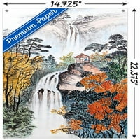 Kineski krajolik vodopada zidni poster s gumbima, 14.72522.375