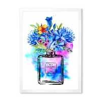DesignArt 'parfem chanel pet s francuskim cvjetovima plave cvijeće uokvirena umjetnički tisak