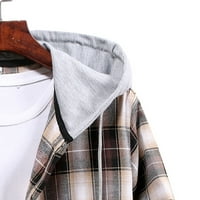 Polo majice za muškarce jesen / zima casual karirana košulja s printom Ovratnik S kapuljačom košulja dugih rukava