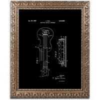 Zaštitni znak likovna umjetnost Gibson Electric gitara Patent Black Canvas Art by Claire Doherty, zlatni ukrašeni