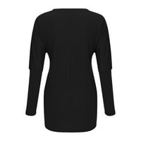 ; / Ženske modne Ležerne jednobojne majice dugih rukava s džepovima široke pamučne majice Ženske košulje