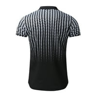 Muške Ležerne lanene košulje kratkih rukava Muška bluza s patentnim zatvaračem s ovratnikom s printom majice