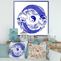 DesignArt 'Blue Chinoiserie Koi Fish II' Tradicionalno uokvireno platno zidne umjetničke tiska