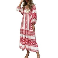 Ženske haljine elegantne Retro cvjetne kratke rukave Okrugli vrat ležerna ljetna haljina A kroja Vintage odjeća