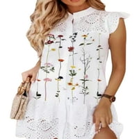 Ženska ljetna majica s majicom s majicom u obliku tunike A-kroja svečane široke kratke mini haljine s cvjetnim