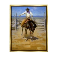 Konjički rodeo konji džokerski životinje i insekti slikaju metalik zlato uokvireni umjetnički tisak zidna umjetnost