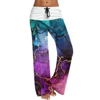 Meuva ženske džepove s visokim strukom Strip elastični struk tiskane labave joga hlače povremene duge hlače