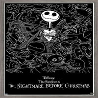 Disnejev film Tima Burtona noćna mora prije Božića - crno-bijeli plakat na zidu, 22.375 34