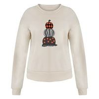 Ženske majice s grafičkim printom za Noć vještica, ležerna majica s okruglim vratom s dugim rukavima, pulover