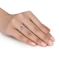 Miabella Ženska karat T.G.W. Pink Sapphire i Carat T.D.W Diamond 10KT žuti zlatni halo prsten