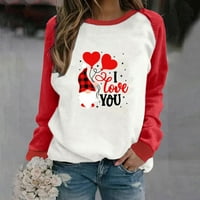 Ženski casual pulover s okruglim vratom s dugim rukavima s printom slova za Valentinovo Duksevi bez kapuljače