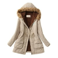 Ženska topla zadebljana kaputa Topla trendi zimska modna jakna s snježnim kaputom nadmašila je bež xxxl